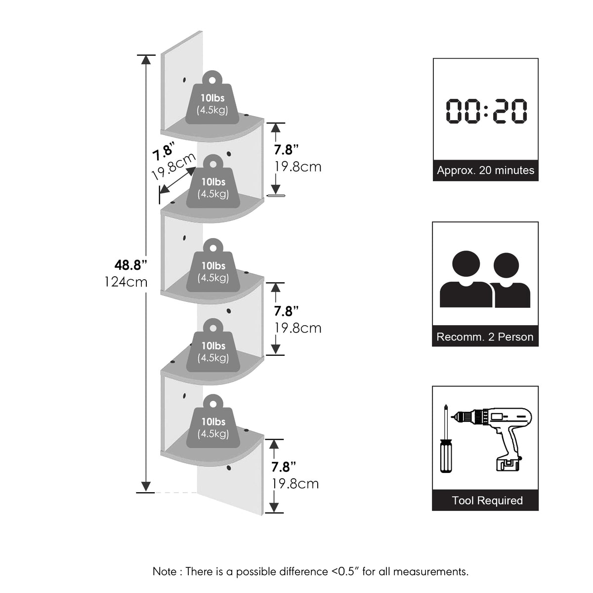 Furinno Rossi wall-mounted zigzag shelf saving space in a living room.