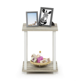 Furinno Simplistic lower shelf ideal for books and remotes.