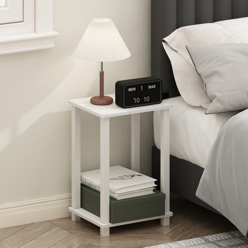 Furinno Simplistic Night Stand open shelf front view for bedside organization.