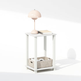 Furinno Simplistic Night Stand two-tier design maximizes compact storage.