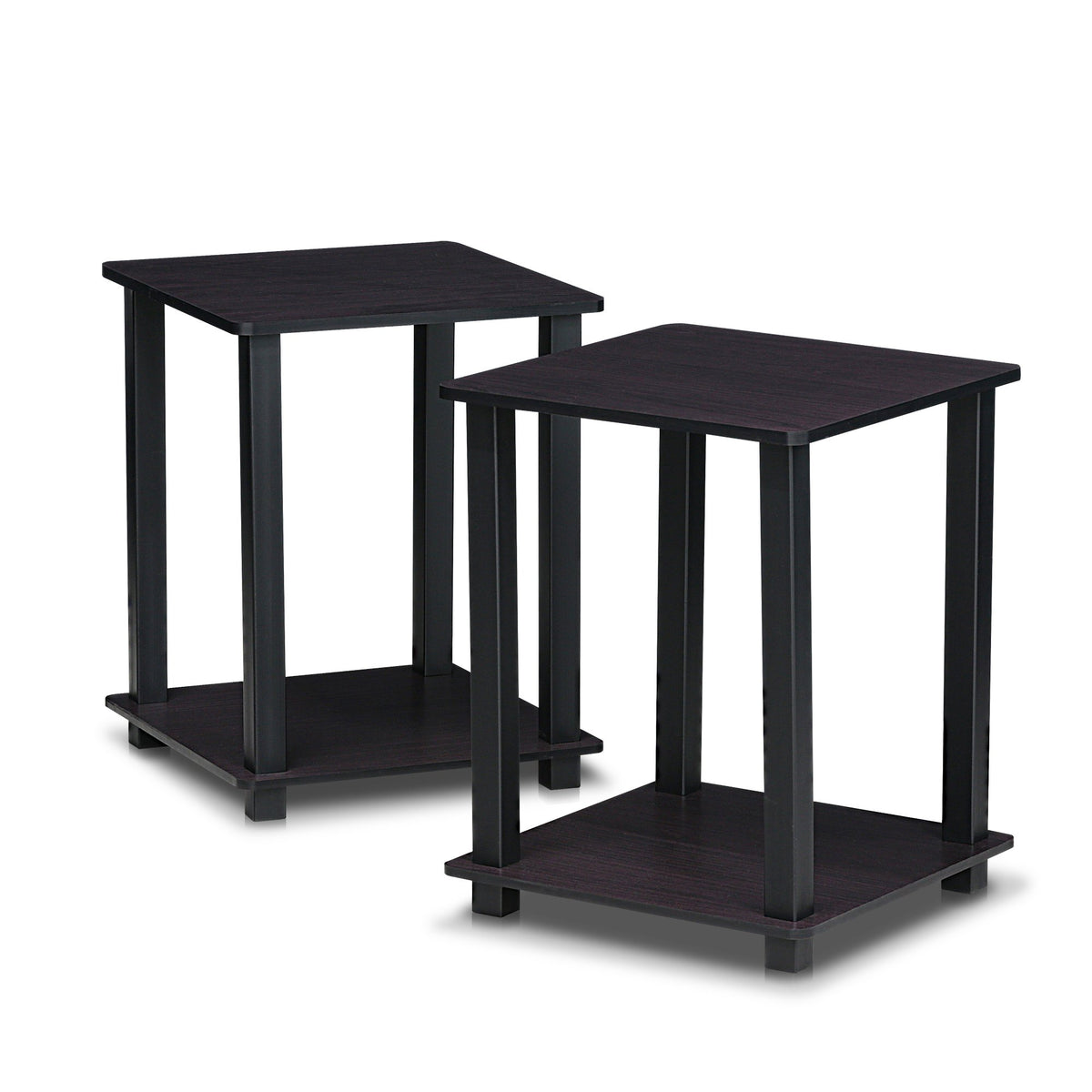 Furinno Simplistic side table two-piece set with top and lower shelf for versatile storage