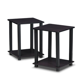 Furinno Simplistic side table two-piece set with top and lower shelf for versatile storage