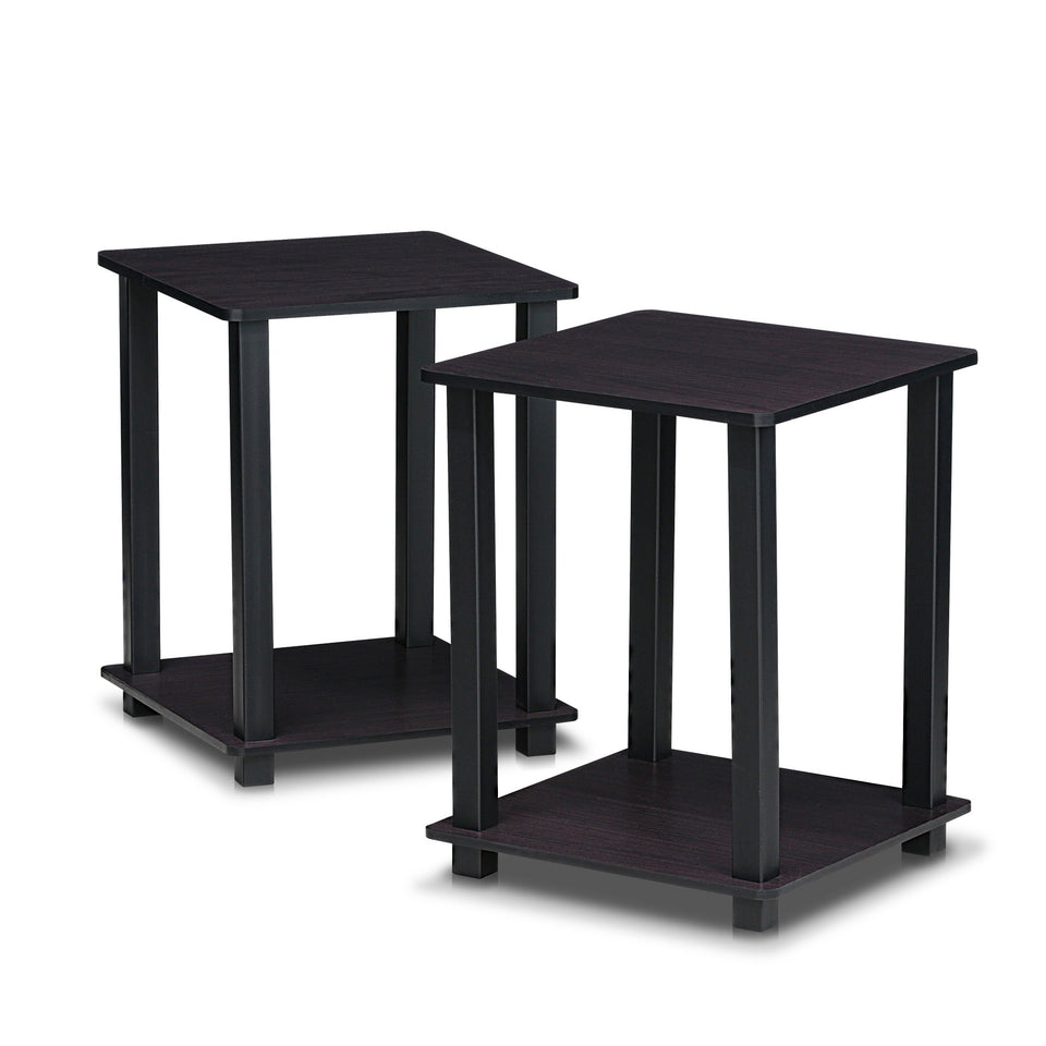 Furinno Simplistic side table two-piece set with top and lower shelf for versatile storage