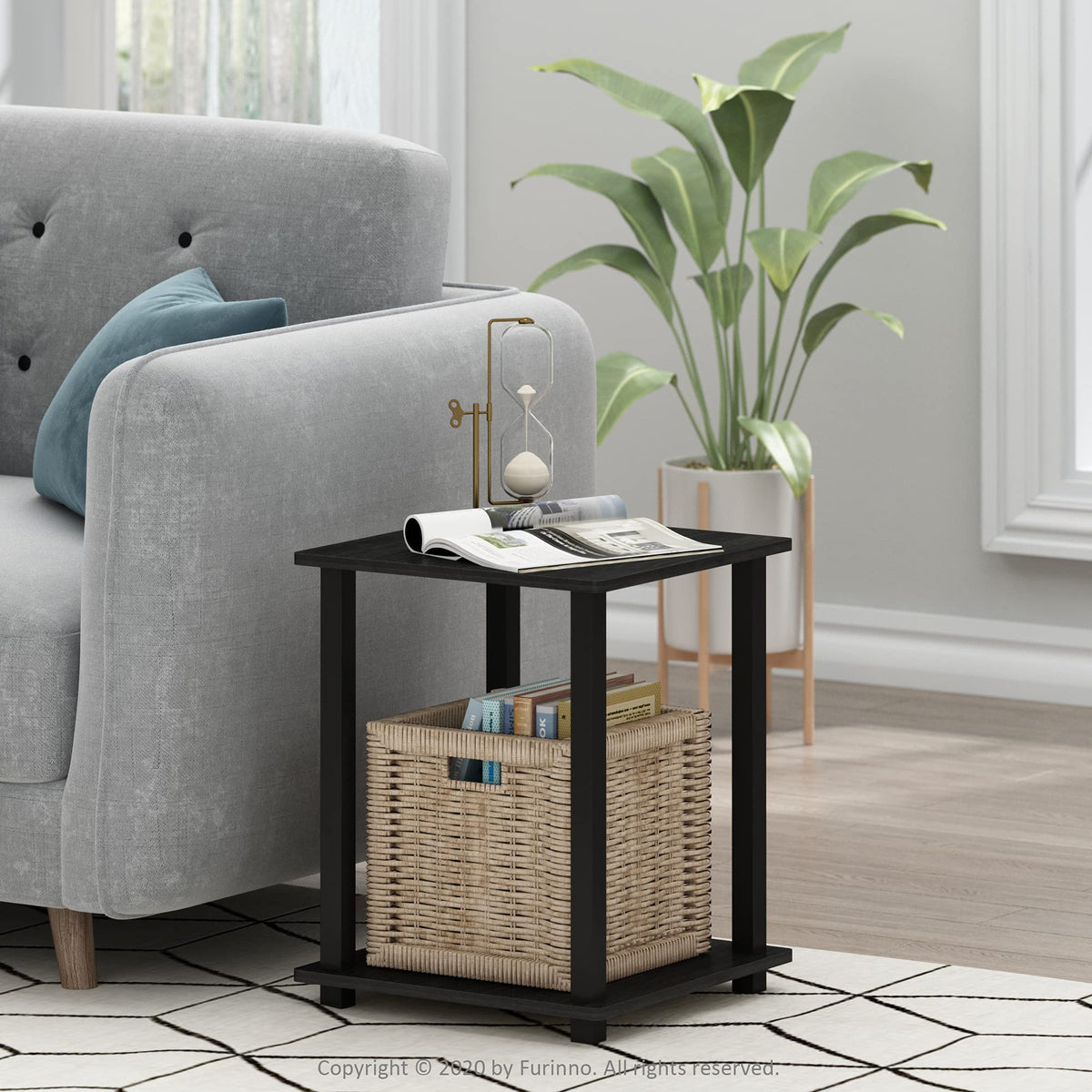 Furinno Simplistic side table set of 2, open lower shelf for storage.