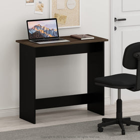 Furinno Simplistic Study Table in Columbia Walnut, side view showing slim profile for small rooms