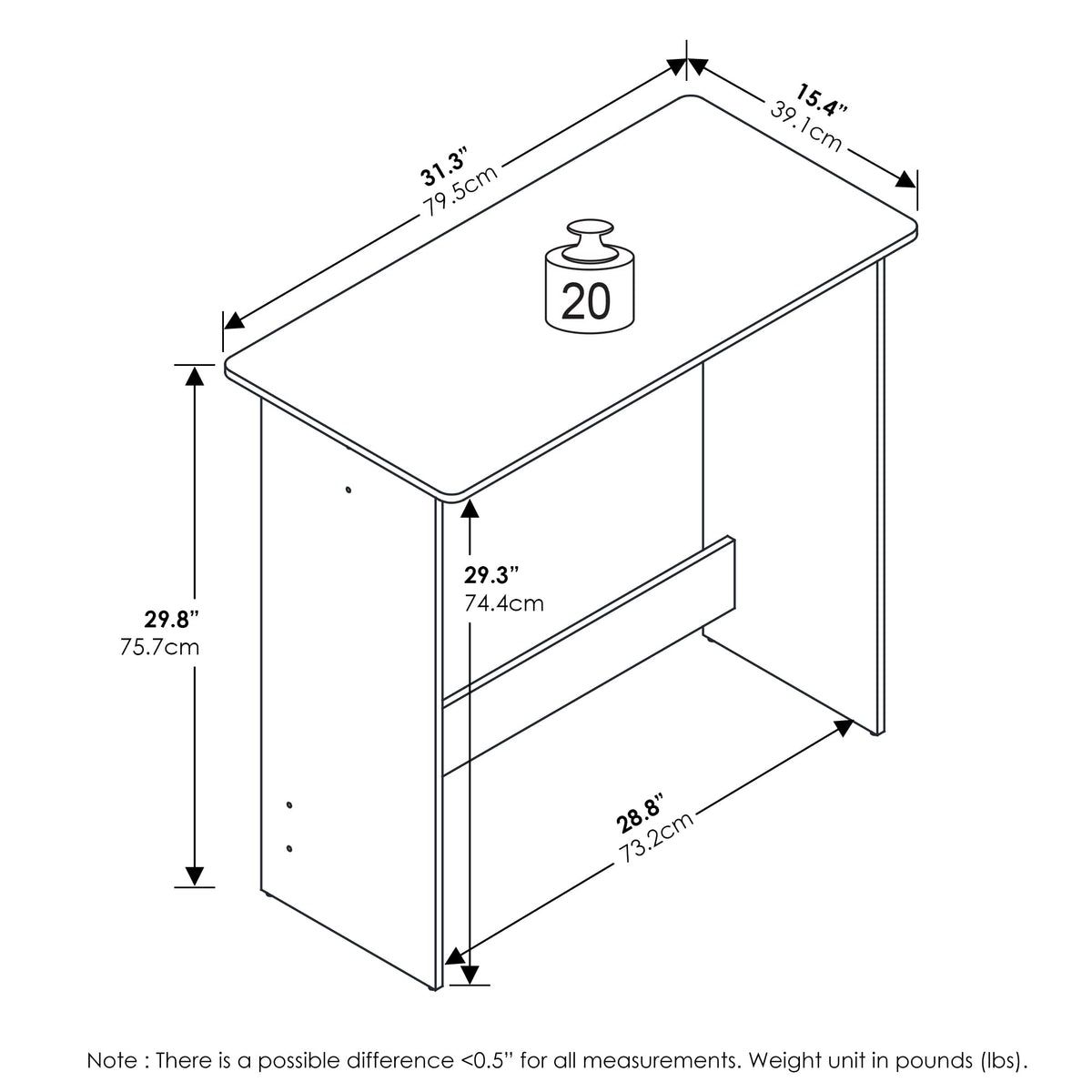 Furinno Simplistic Study Table in white, front view, clean workspace for study sessions.