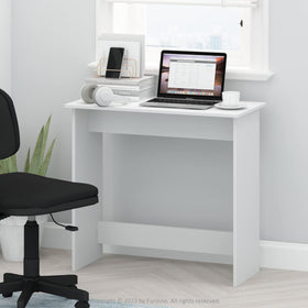 Furinno Simplistic Study Table in white, knee space, comfortable seating for tasks.