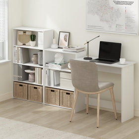 Furinno Simplistic Study Table in white, sturdy build, stable desk for daily use.