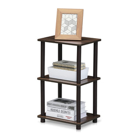 FURINNO Turn-N-Tube 2 Space Shelf in walnut brown showing compact storage use