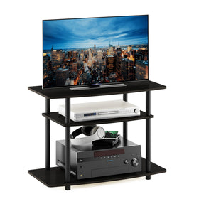Furinno Turn-N-Tube 3-Tier stand top view supports TVs up to 32 inches.