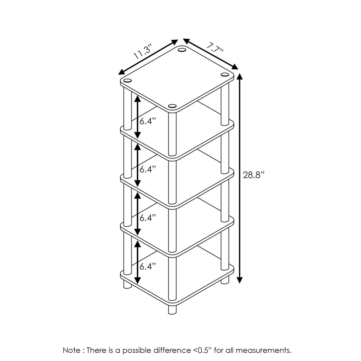Furinno Turn-N-Tube rack with open shelves ideal for displaying decor and quick-access items.