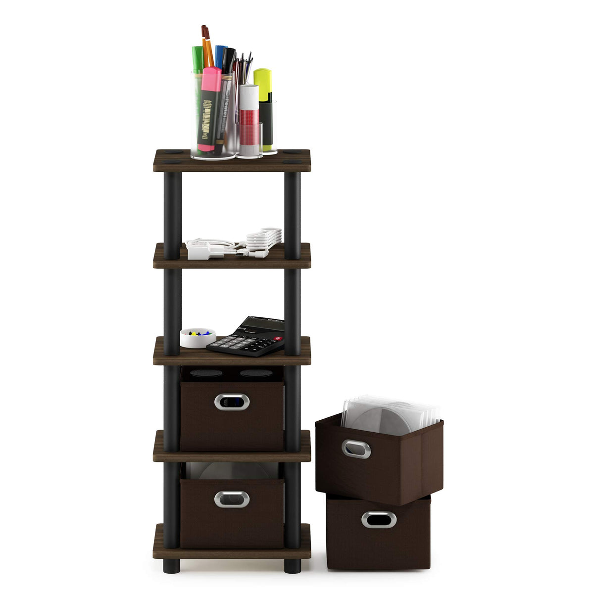 Furinno Turn-N-Tube assembles in minutes with tool-free twist-and-stack design.