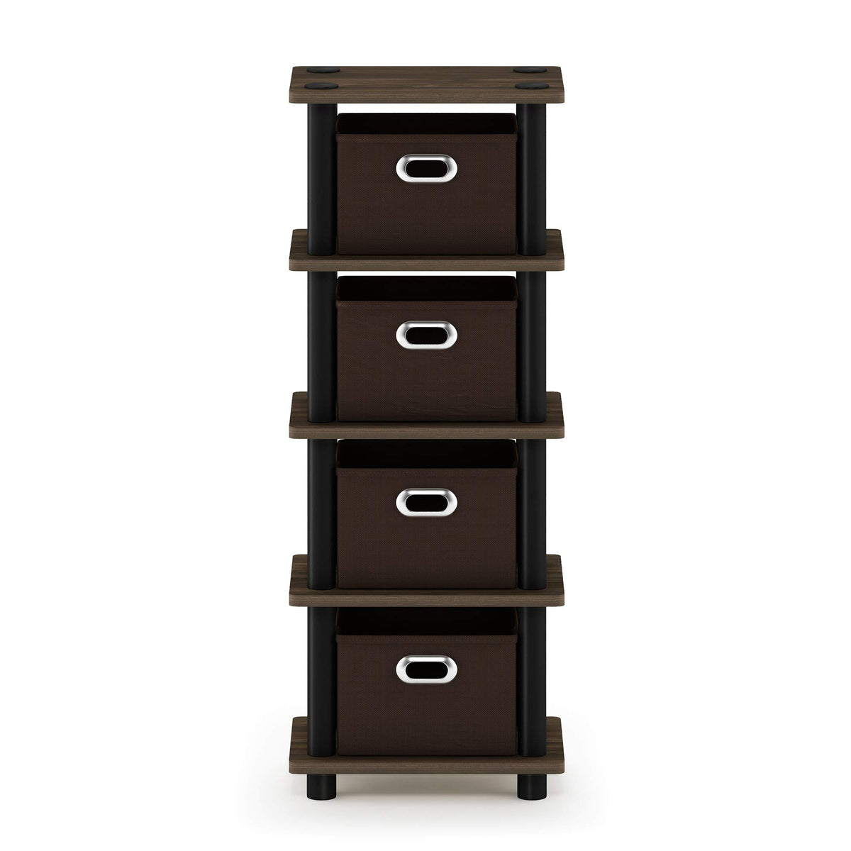 Furinno Turn-N-Tube top shelf supports up to 10 lbs for stable display.