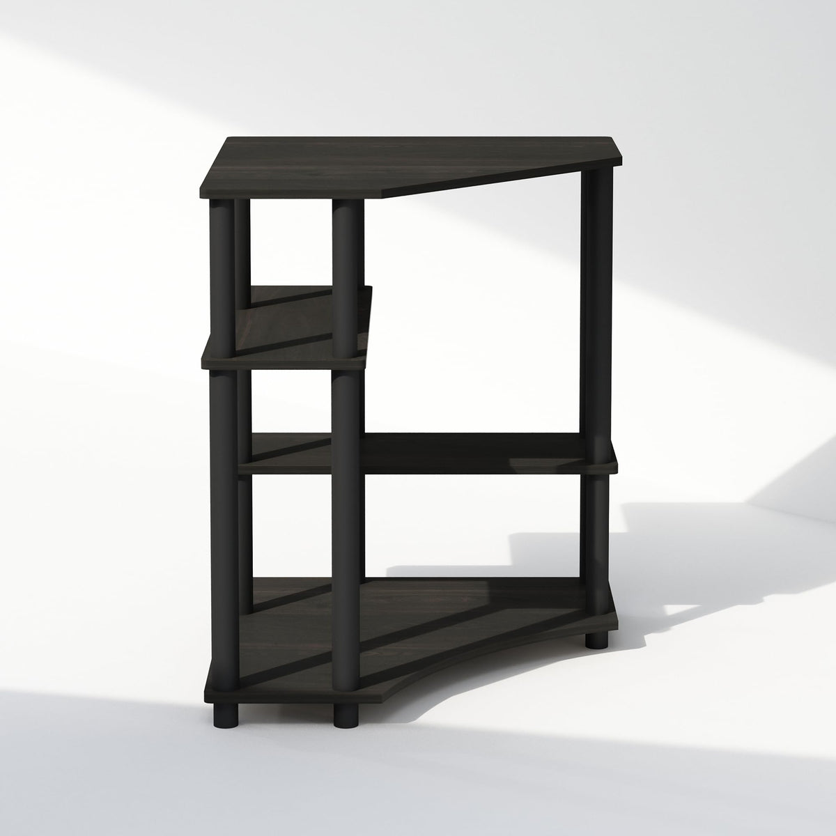 Furinno Turn-N-Tube espresso top panel supports lightweight items