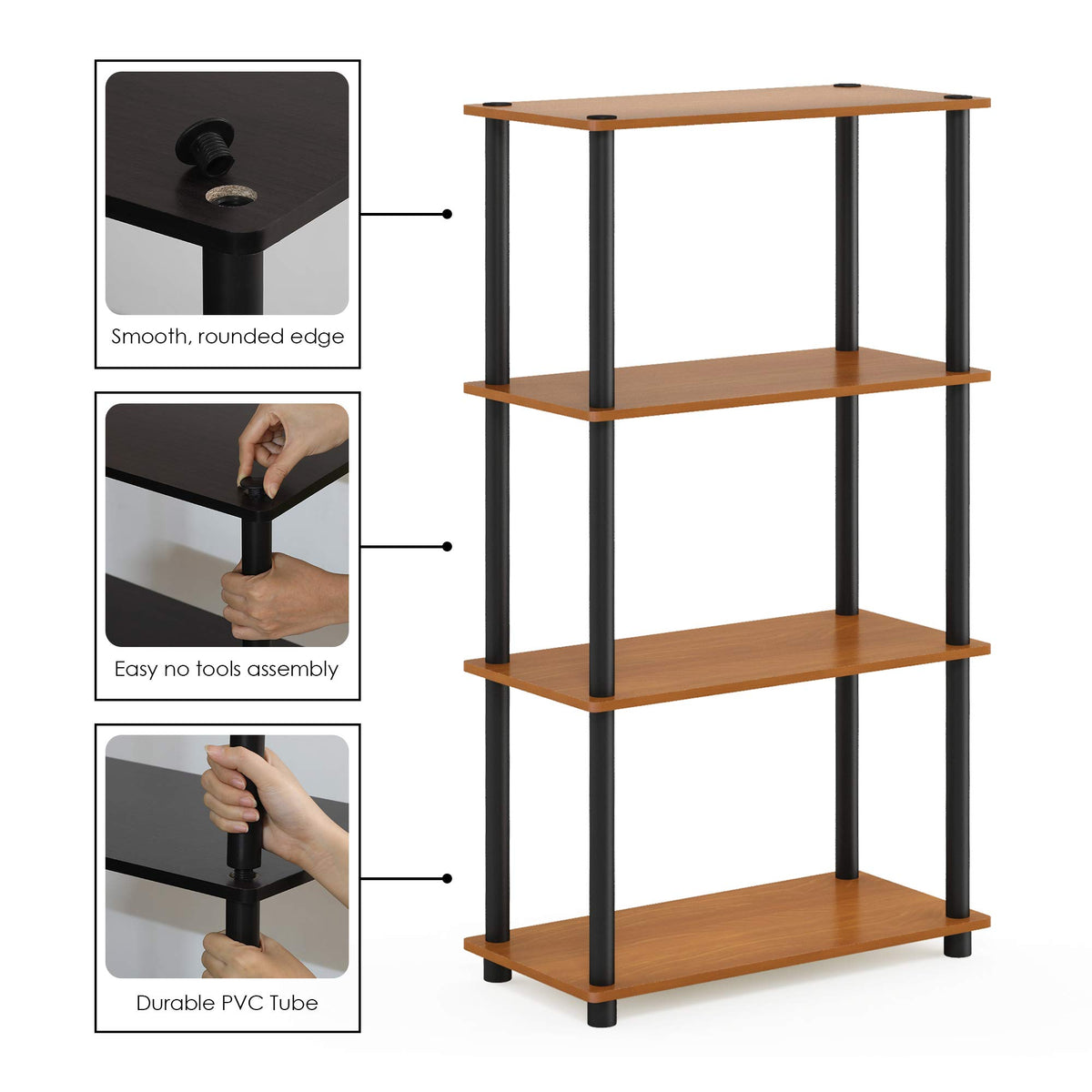Furinno Turn-N-Tube easy-tool-free assembly lets you set up in minutes
