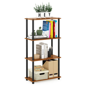 Furinno Turn-N-Tube 4-Tier Shelf Light Cherry displays books and decor with space-saving appeal