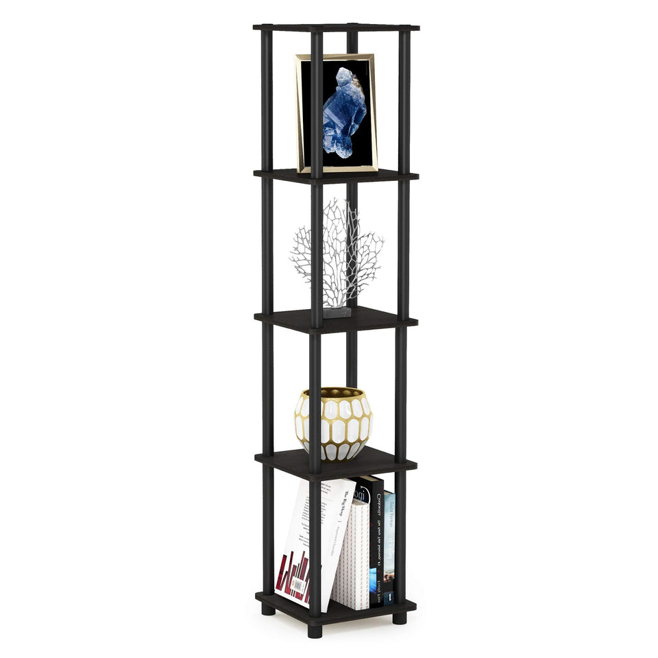 Furinno Turn-N-Tube 5-tier rack round front view showing compact corner storage for small spaces
