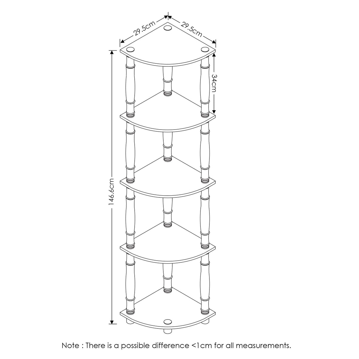 Furinno Turn-N-Tube assembly diagram showing tool-free twist-and-stack setup.