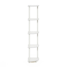 Furinno Turn-N-Tube corner shelf stable base illustrates safe placement