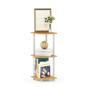 Furinno Turn-N-Tube corner shelf in beech showing space-saving design