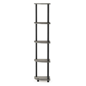 Furinno Turn-N-Tube shows dimensions and footprint in a room corner
