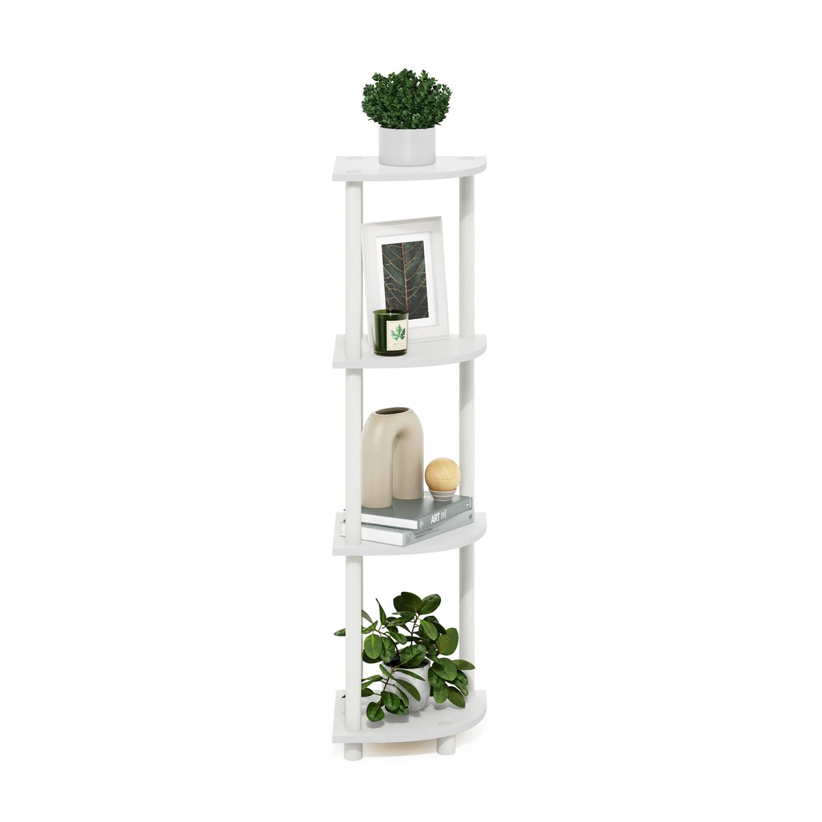 Furinno Turn-N-Tube corner rack shows sturdy build and easy assembly.
