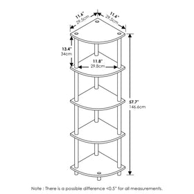 Furinno Turn-N-Tube five-tier shelves display books, decor, and essentials neatly.