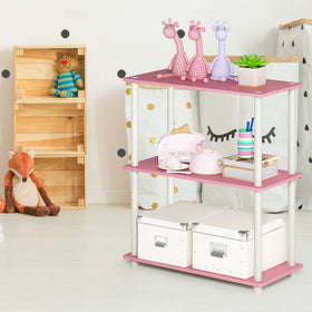 Furinno Turn-N-Tube FSC-certified materials ensure durable, eco-friendly pink shelf.