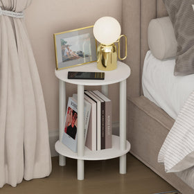Furinno Turn-N-Tube night stand with round top for compact bedside storage.