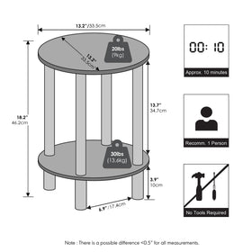 Furinno Turn-N-Tube night stand showcases tool-free assembly for quick setup.
