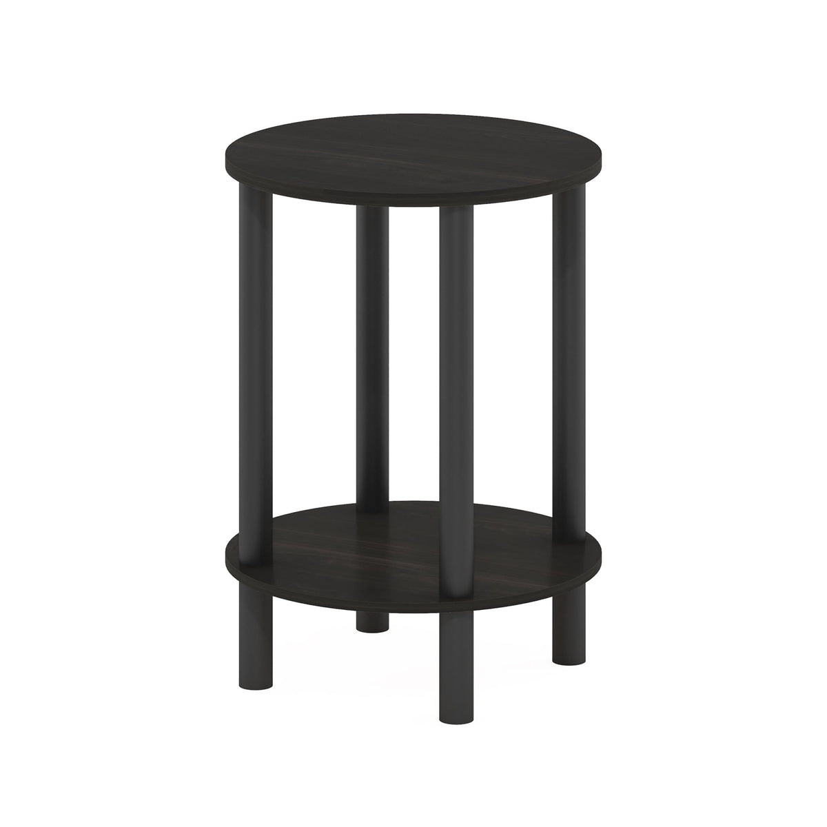 Furinno Turn-N-Tube nightstand ideal for bedside use beside bed, lamp, and clock.