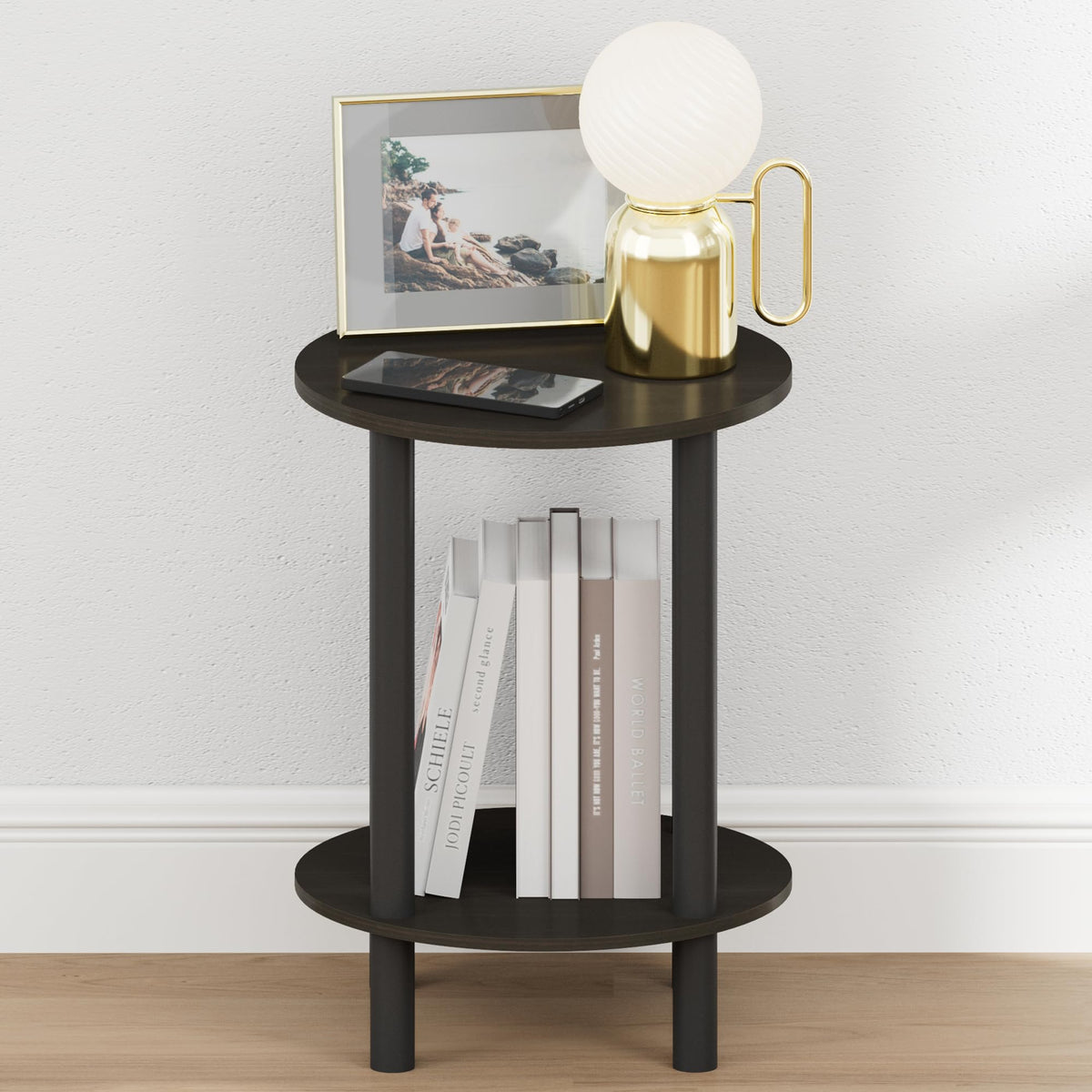 Furinno Turn-N-Tube nightstand toolless assembly for quick setup and easy furniture joining.