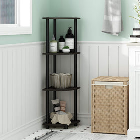 Furinno Turn-N-Tube displays plants and decor on open shelves, maximizing vertical space