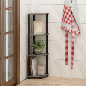 Furinno Turn-N-Tube open-display shelves organize books and decor while keeping room airy.