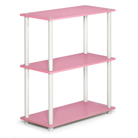 Furinno Turn-N-Tube pink 3-tier shelf saves space and adds color to small rooms.