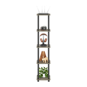 FURINNO Turn-N-Tube shelves hold up to 10 lbs per shelf.