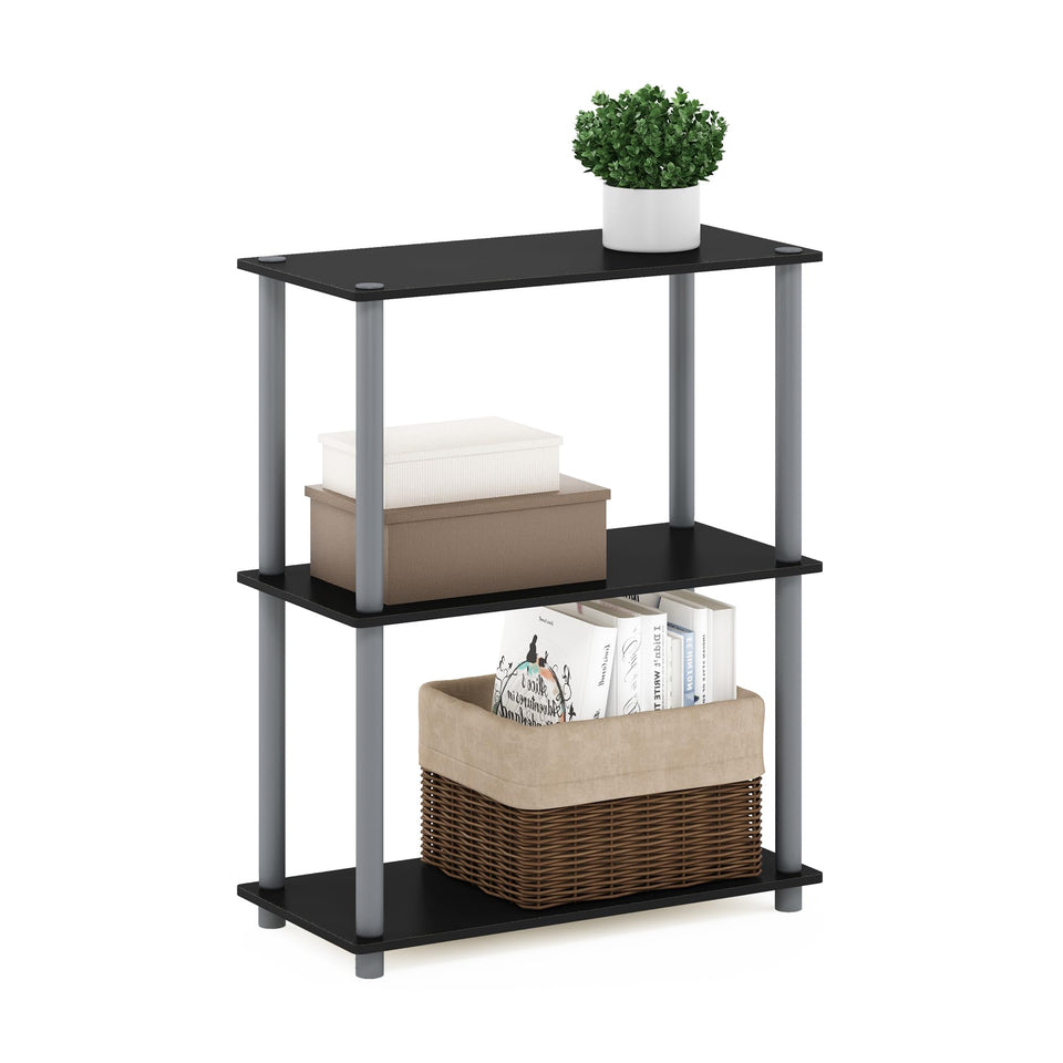 Furinno Turn-N-Tube corner shelf design maximizes tight spaces with organized storage.