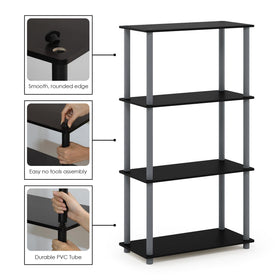 Furinno TURN-N-TUBE materials feature eco-friendly PVC tubes and E2 particleboard in black.