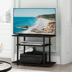 Furinno Turn-N-Tube stand tv surface area for electronics and consoles.
