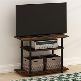 Furinno Turn-N-Tube TV stand Amber Pine open shelves for media devices