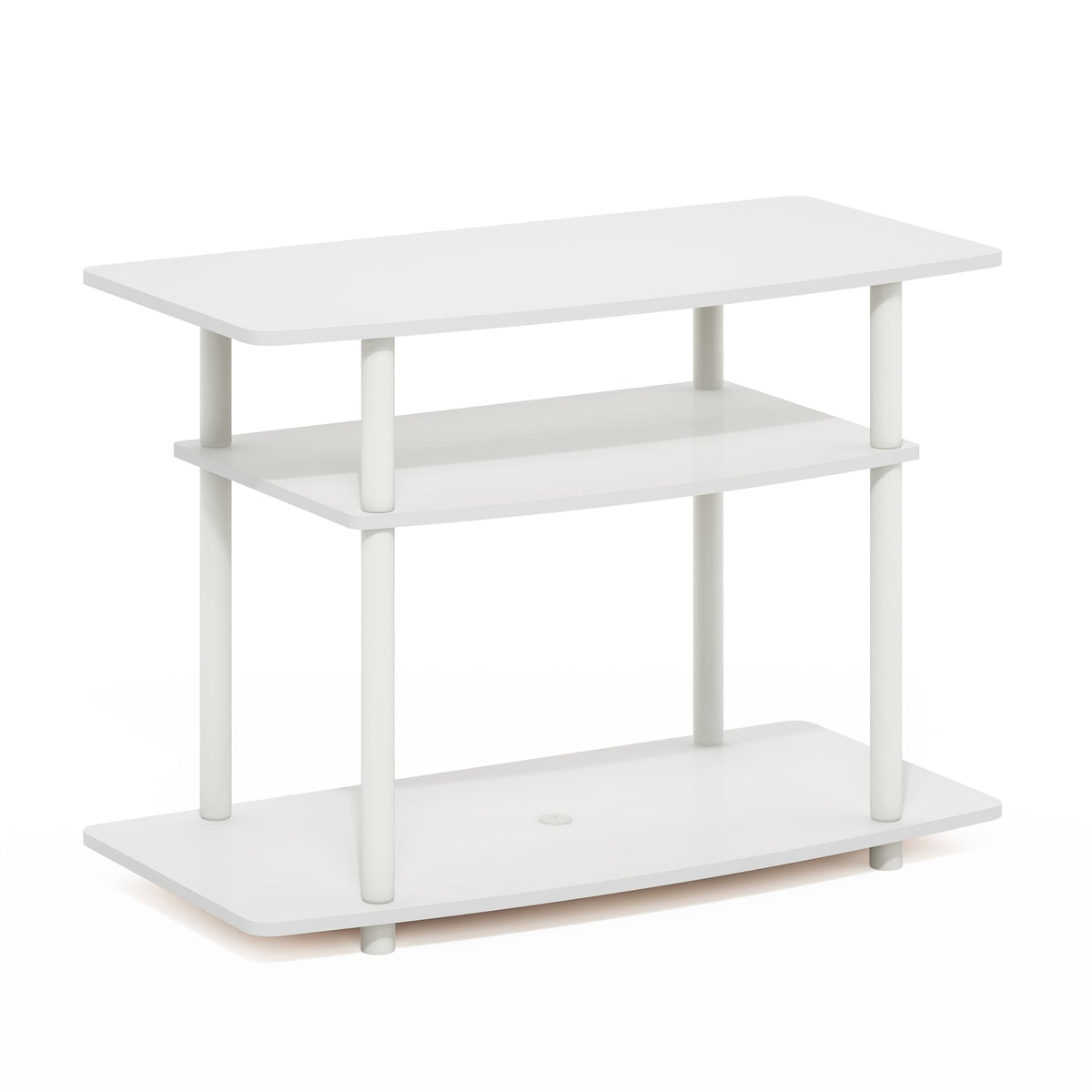 Furinno Turn-N-Tube TV stand with cable management to reduce clutter.