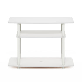 Furinno Turn-N-Tube TV stand in living room setup with devices.