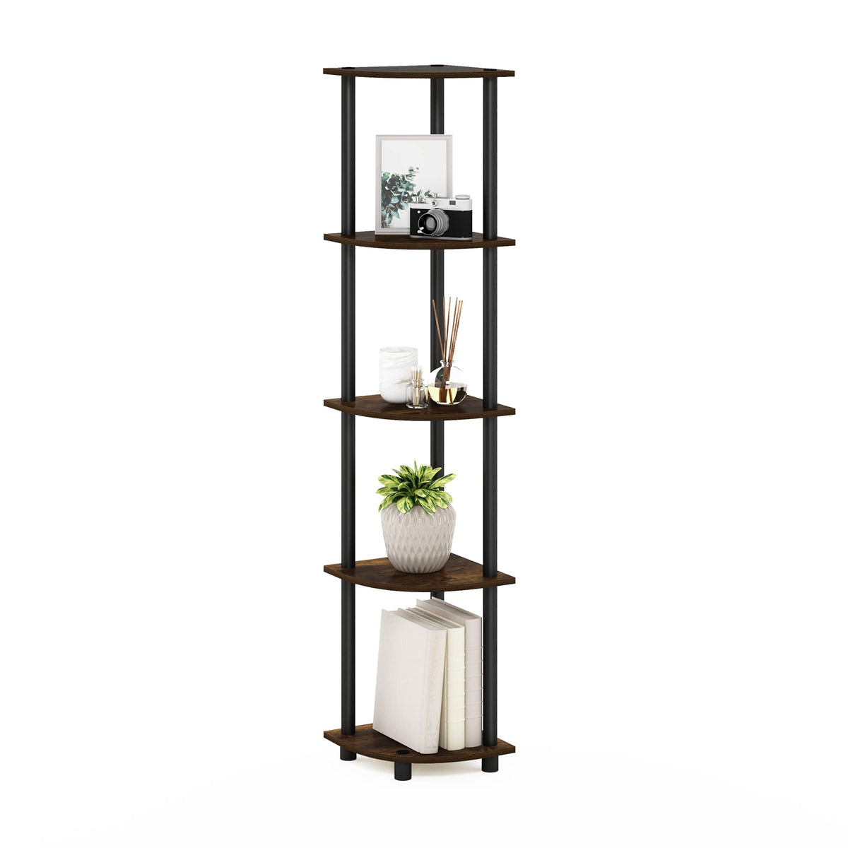 Furinno Turn-N-Tube wall-anchor kit improves stability for tall shelves.