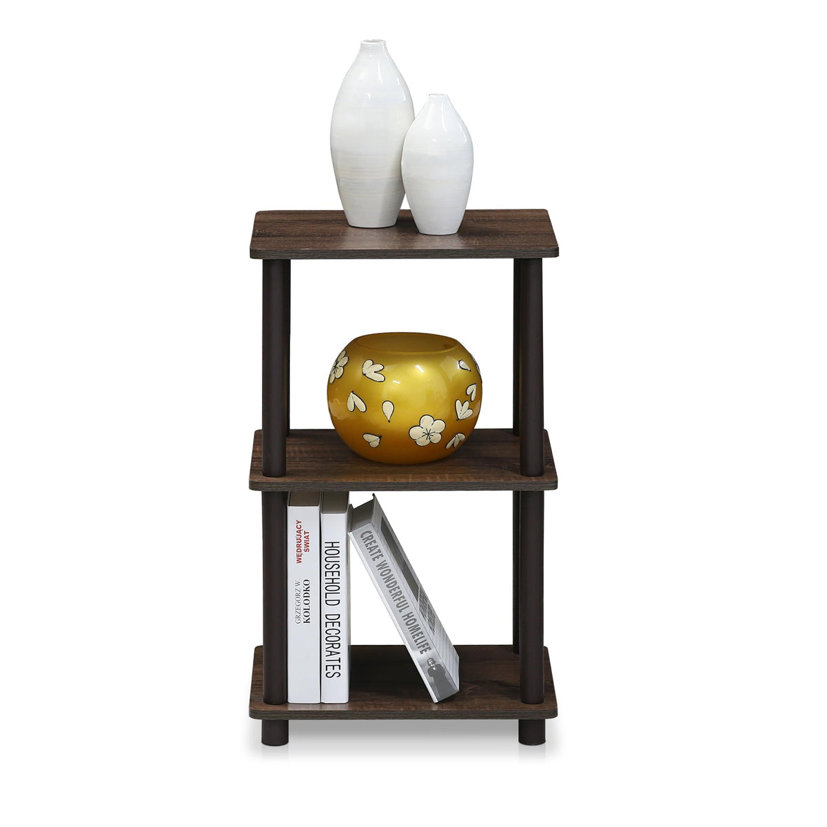 FURINNO Turn-N-Tube walnut finish detail enhances room style