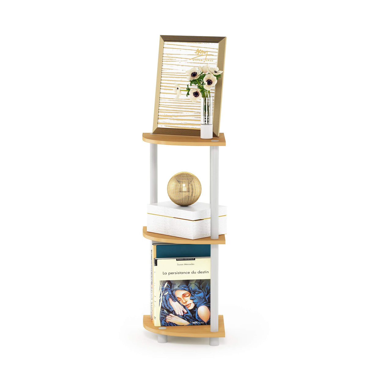 Furinno Turn-N-Tube supports up to 20 lbs per shelf for lighter items