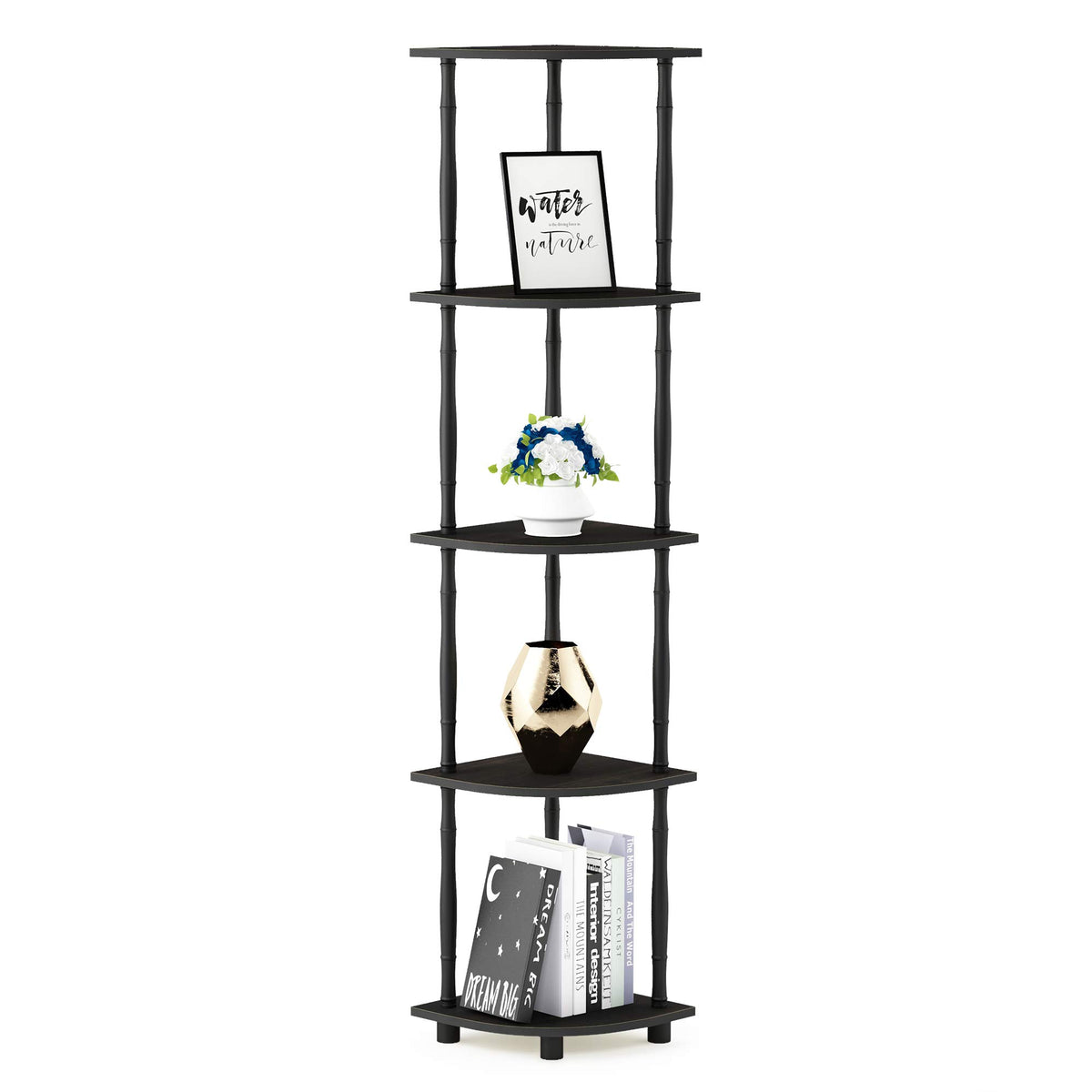 Furinno Turn-N-Tube supports 50-lb total capacity for lightweight items.