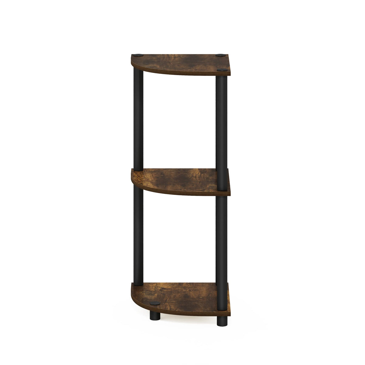 Furinno Turn-N-Tube weight-capacity up to 60 lbs across three shelves.