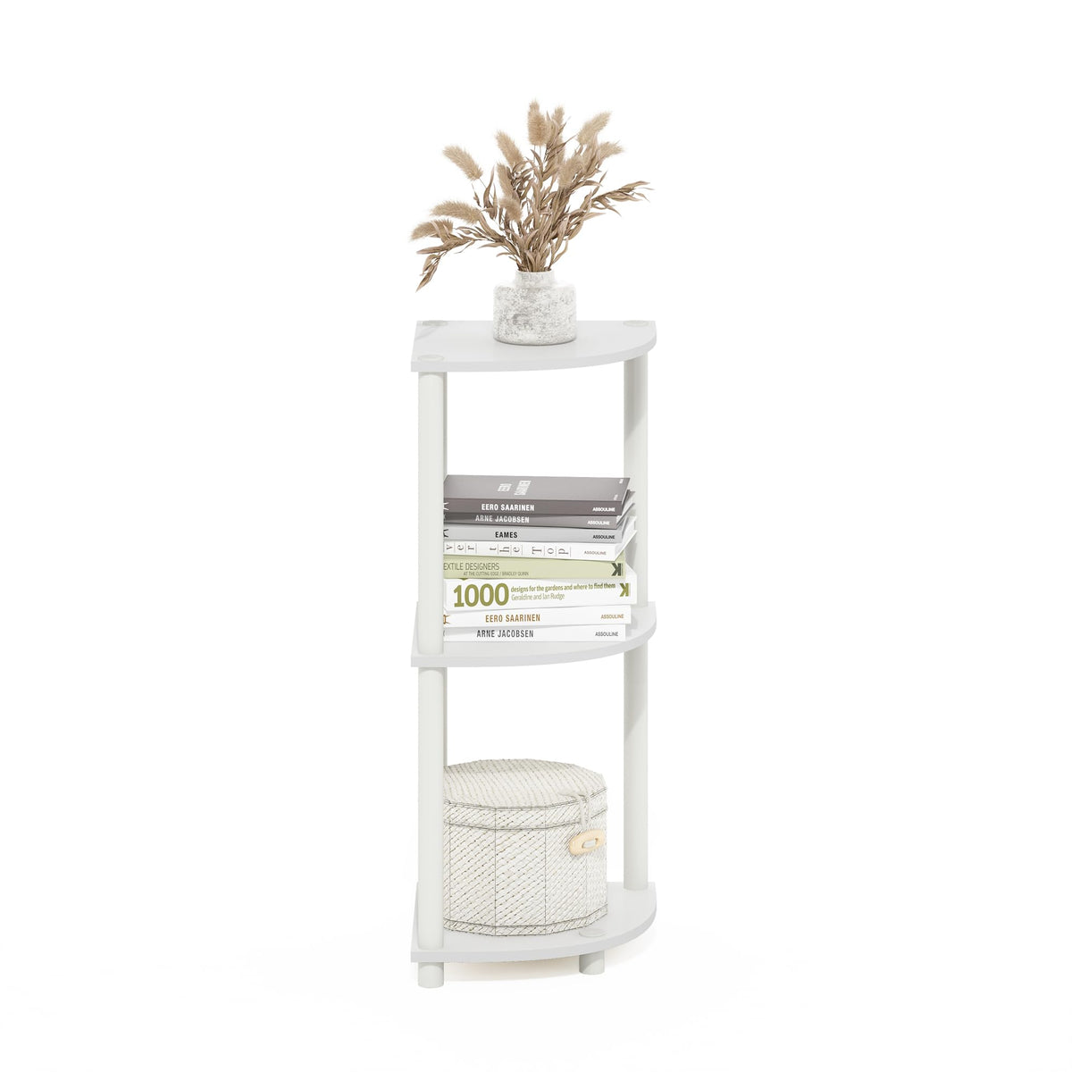 Furinno Turn-N-Tube white finish adds clean space-saving style