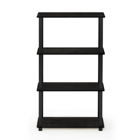 Shelves with rounded edges reduce accidental bumps on Furinno Turn-N-Tube units.