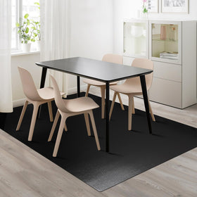 FURKIT vinyl floor mat under table protects floors and hides flaws